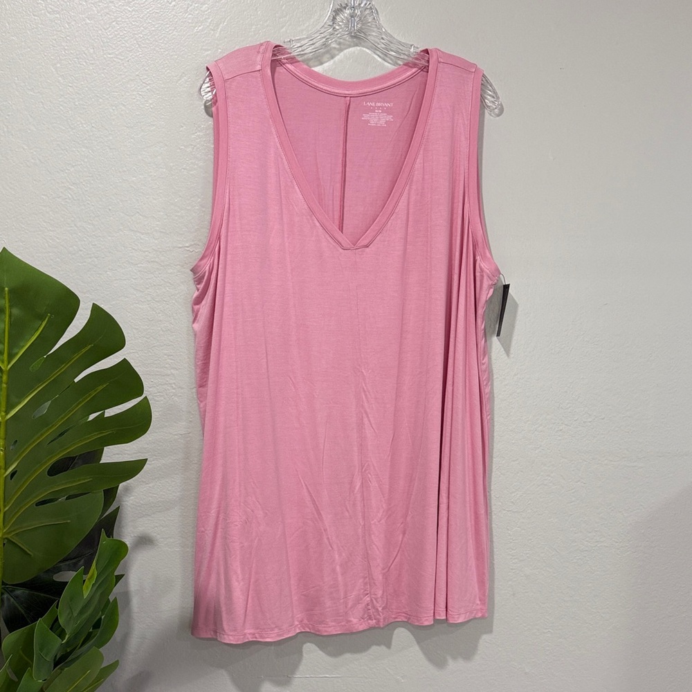 NWT Lane Bryant Soft Pink V-Neck Tank Top plus size 26/28